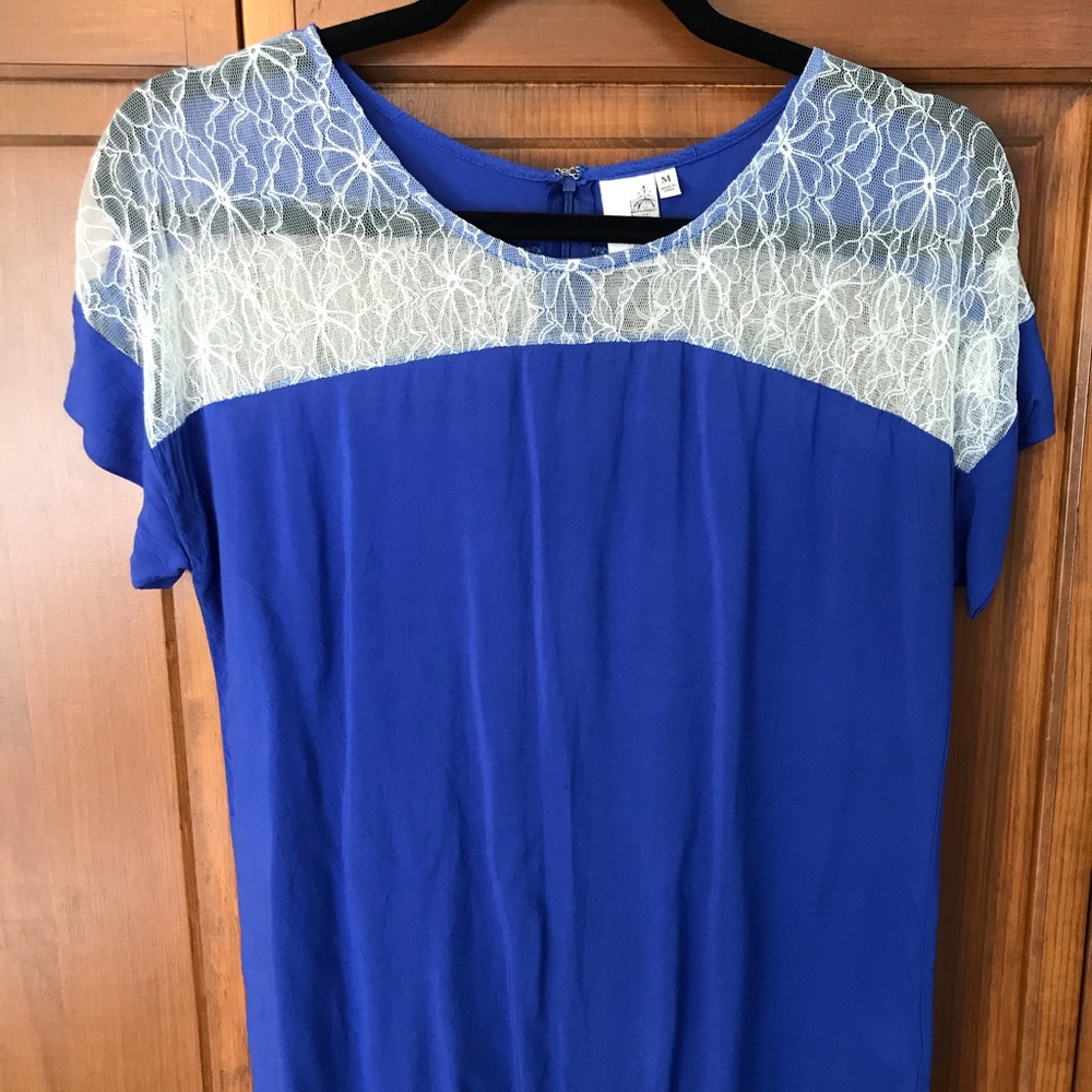 Royal blue top with lace detail